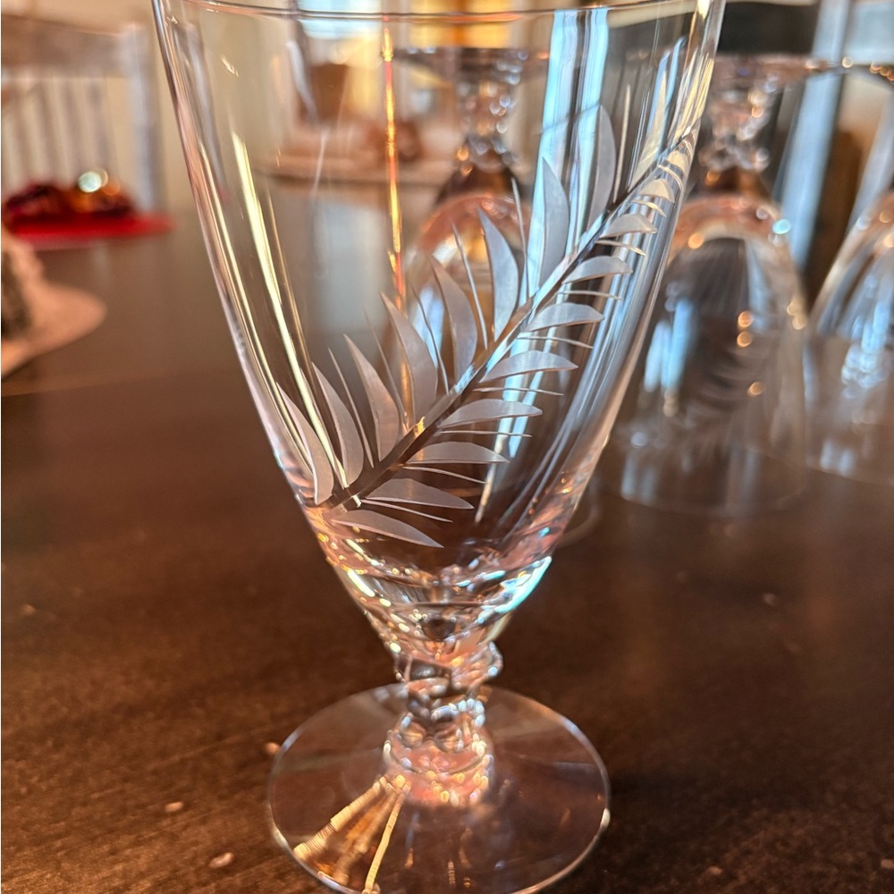 Elegant Vintage Fostoria Plume Crystal Ice Tea Goblet